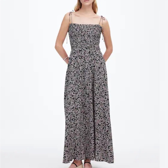 Madewell Dresses & Skirts - Madewell Black Maxi Dress with Pink Floral Print size 2 Price $158